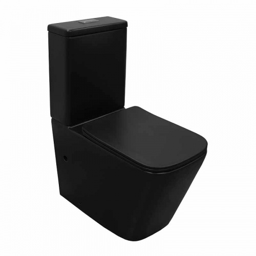 унитаз напольный, безободковый, черный, сиденье микролифт, black king az-8303-d azario аквацентр липецк