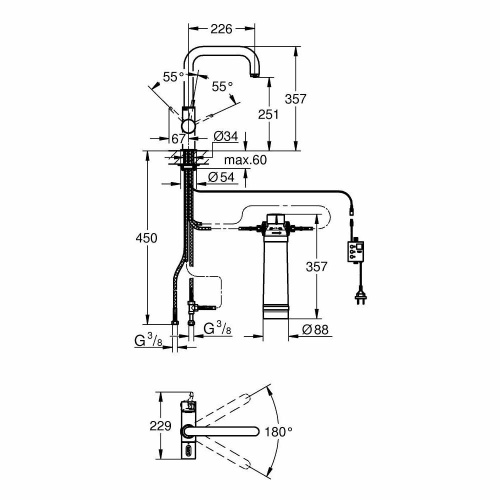 смеситель  для кухни с u-изливом, с функцией фильтрации blue pure 31299001 grohe аквацентр липецк фото 2