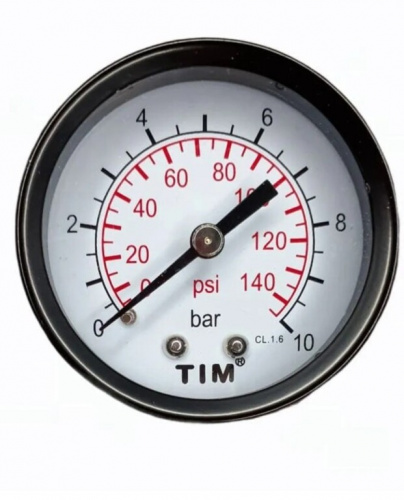 манометр аксиальный 10 бар y50t-10bar tim резьба 1/4* аквацентр липецк