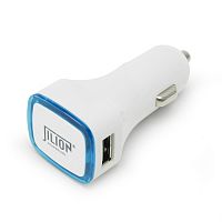 автомобильный usb-адаптер, 2usb, 2100ма, белый с синим кольцом, 9537081 jilion аквацентр липецк