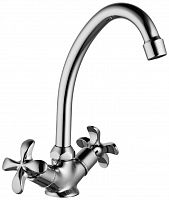 смеситель для кухни с поворотным изливом, двухвентильный, flora lm0104c lemark аквацентр липецк