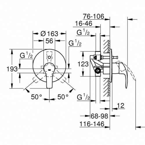 смеситель для ванны скрытого монтажа eurosmart new 33305002 grohe аквацентр липецк фото 2