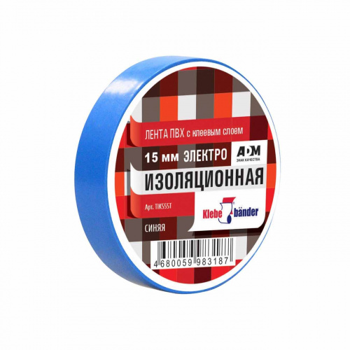 изолента, пвх, синяя, 15мм*10м, tik555t klebebander аквацентр липецк