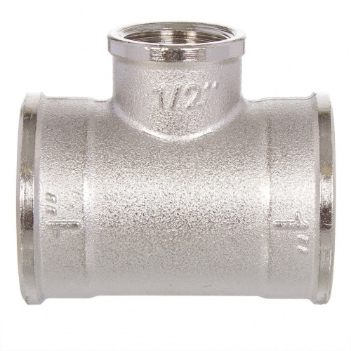 тройник, 1"г -1/2"г -1"г , латунь никель аквацентр липецк