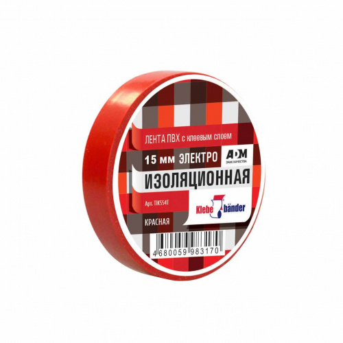 изолента, пвх, красная, 15мм*10м, tik554t klebebander аквацентр липецк