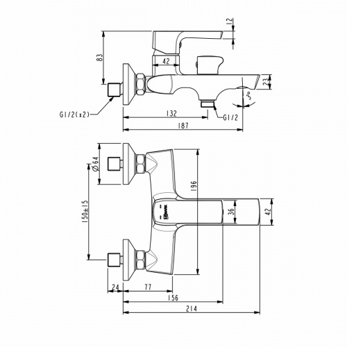 смеситель для ванны с коротким изливом, черный, ursus lm7214bl lemark аквацентр липецк фото 2