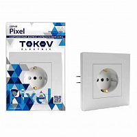 розетка 1-местная, с/п, с/з, шторки, белая, 16а, ip20, pixel tke-px-r1fzsf-c01 tokov elect аквацентр липецк