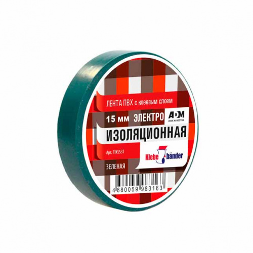изолента, пвх, зеленый, 15мм*10м, tik553t klebebander аквацентр липецк